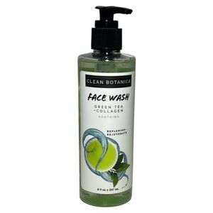 Clean Botanica Green Tea Collagen Face Wash Soothing NEW 8oz